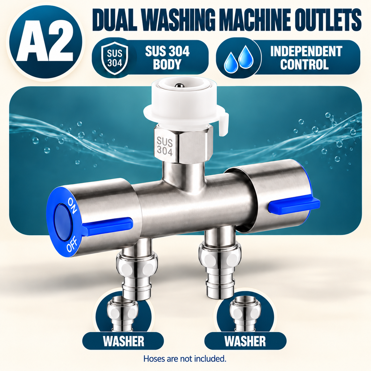 πΏ SUS 304 Dual-Control Faucet Splitter β 2-Way Hose & Washing Machine Adapter - image 10