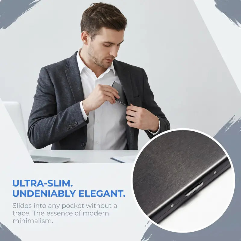 💼 BUSINESS FAVORITE | Metal Card Holder – Slim RFID Wallet, Matte Black Finish - image 4