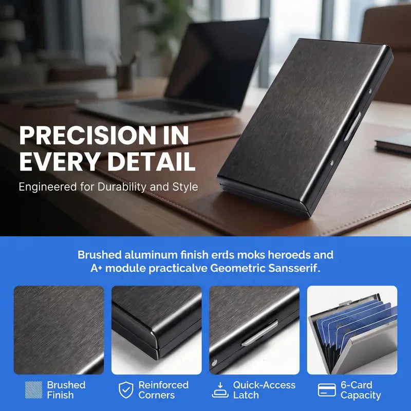 💼 BUSINESS FAVORITE | Metal Card Holder – Slim RFID Wallet, Matte Black Finish - image 5
