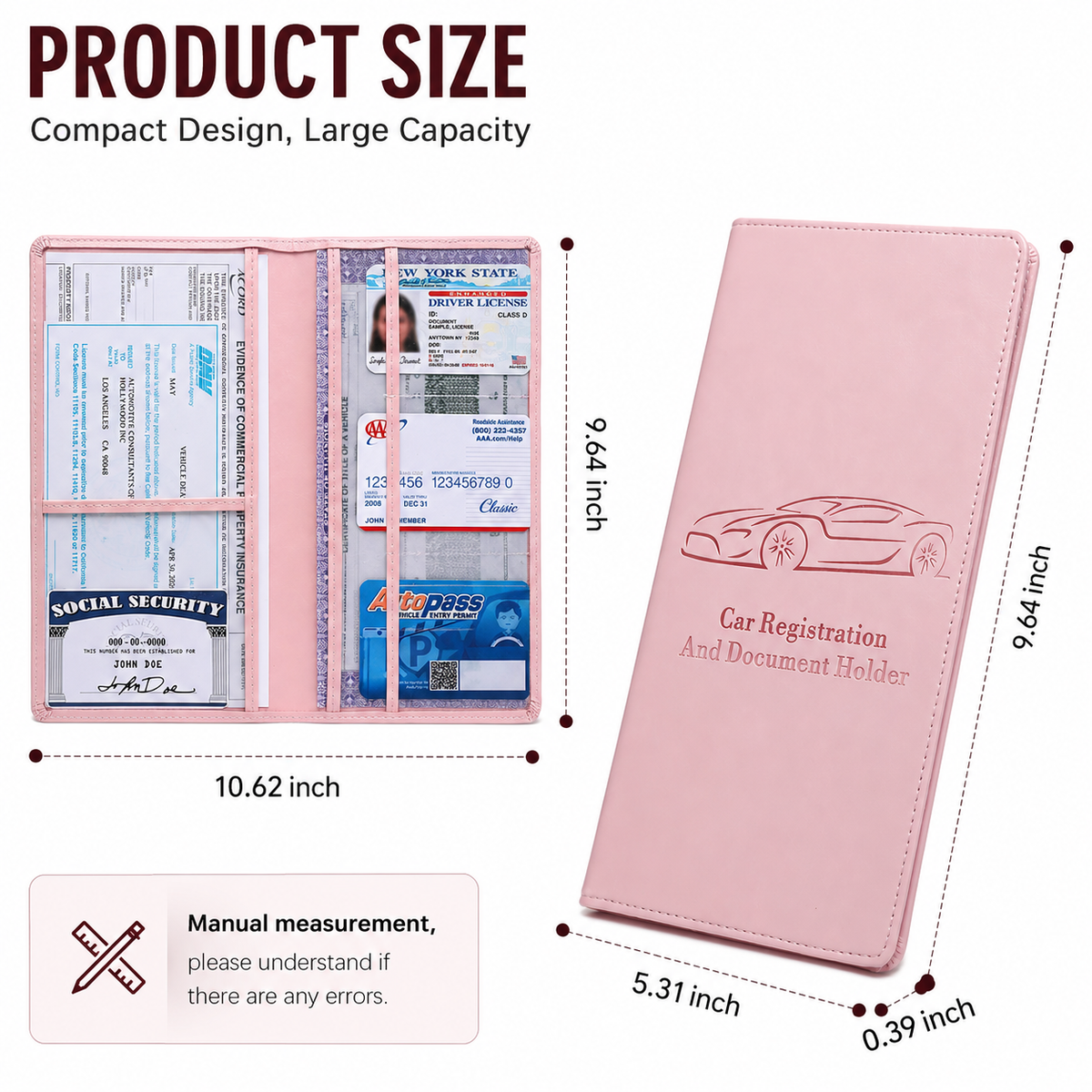 🚗 Car Registration & Insurance Document Holder | Premium PU Leather Organizer - image 9