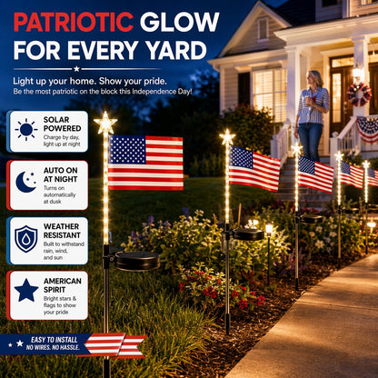 Solar American Flag Lights- 8 flags/set