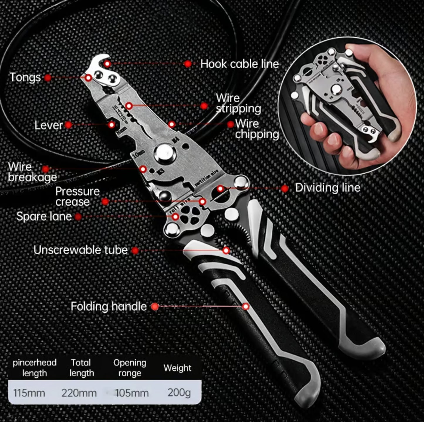 Multifunctional Folding Wire Stripper-Professional Electrician Tool