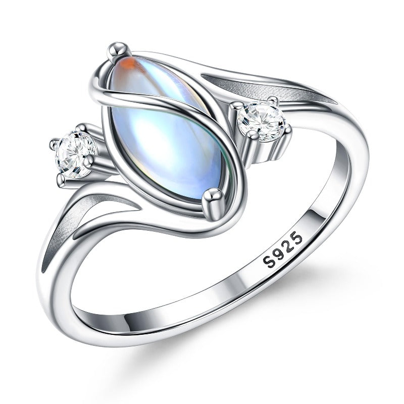 925 Silver Rainbow Moonstone Ring