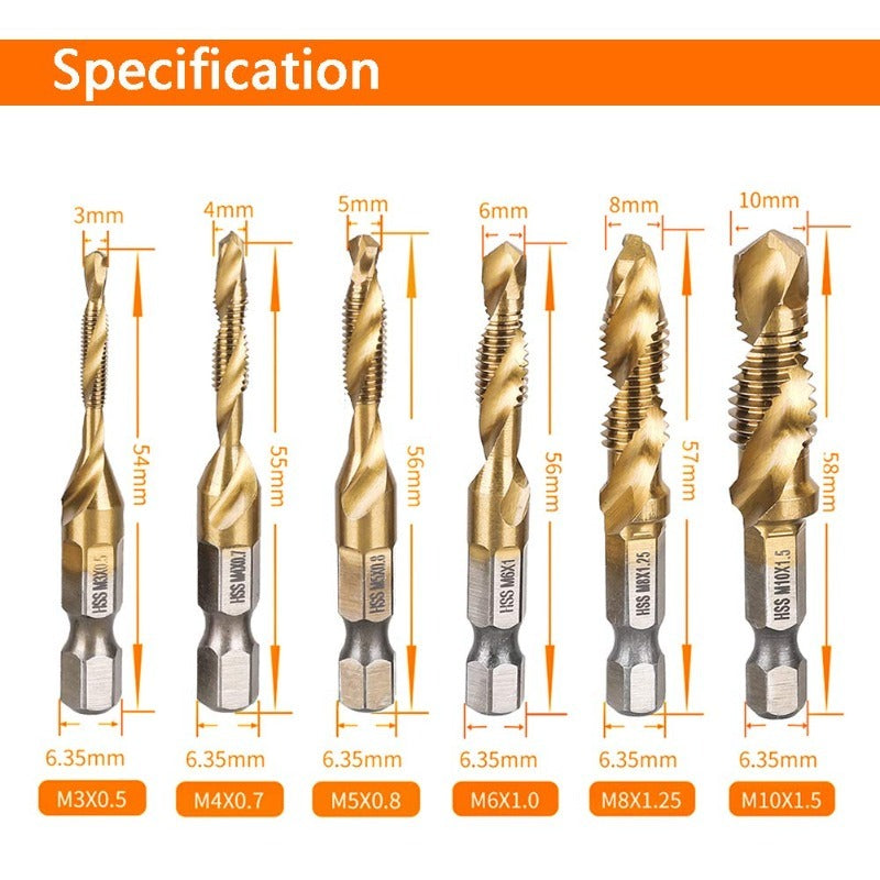 TapForge 3-in-1 Titanium Drill Tap Bit Set