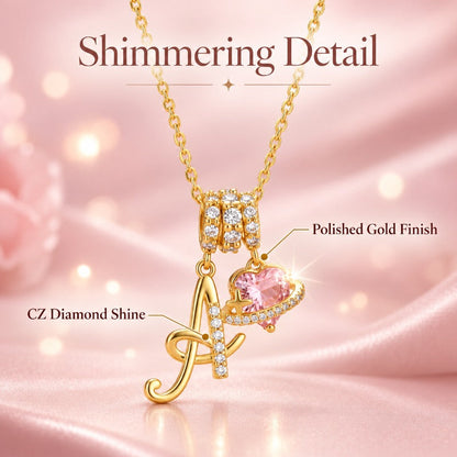 Elegant Initial Heart Charm Necklace