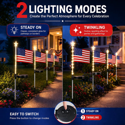 Solar American Flag Lights- 8 flags/set