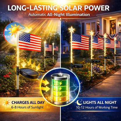 Solar American Flag Lights- 8 flags/set