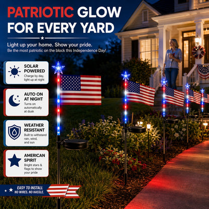 Solar American Flag Lights- 8 flags/set