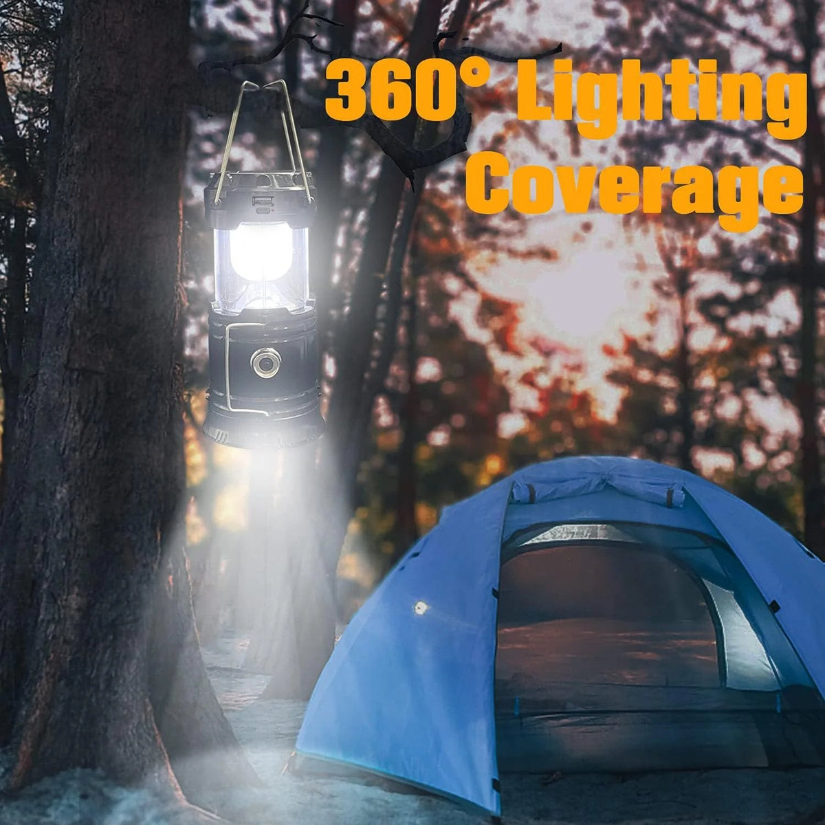 Collapsible Solar Rechargeable LED Camping Lantern & Flashlight - image 5