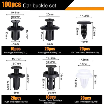 100pcs Universal Expansion Screw Clips Set