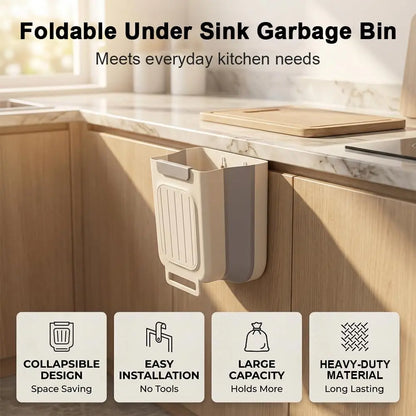 2026 New Hanging Bin for Kitchen Cabinet Doors, Plastic Folding Garbage Bin for Cabinet🗑️ - image 2