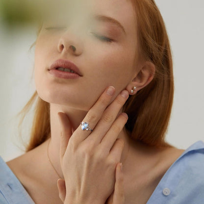 925 Silver Rainbow Moonstone Ring