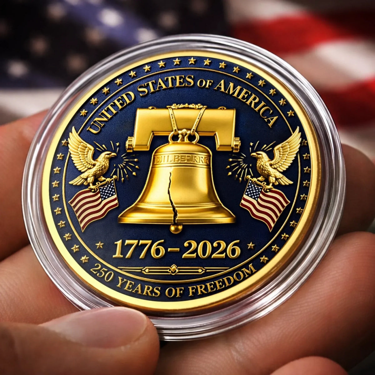 Commemorative Keepsake Coin - America 250th Anniversary Gifts For Women, Men - Freedom Rings Loud And Proud - image 2