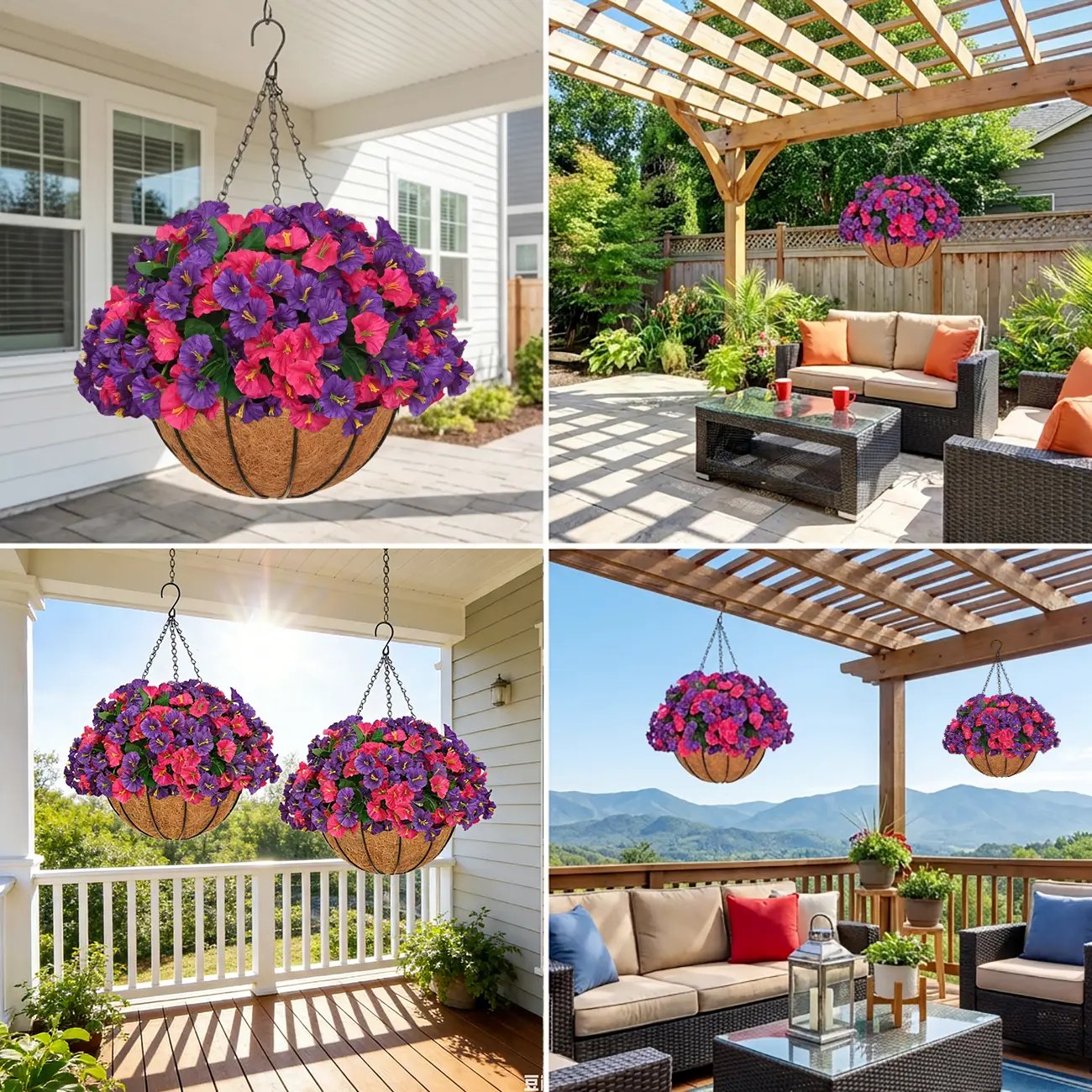 Artificial hanging plant and flower basket