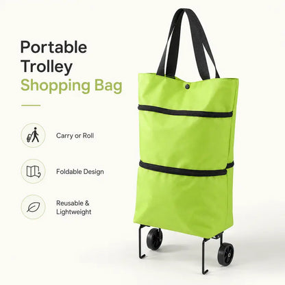 🎁💖【10inch*18inch】Foldable Shopping Trolley Bag with Wheels, Portable Reusable Grocery Tote, Lightweight - image 3