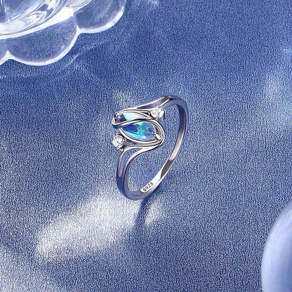 925 Silver Rainbow Moonstone Ring