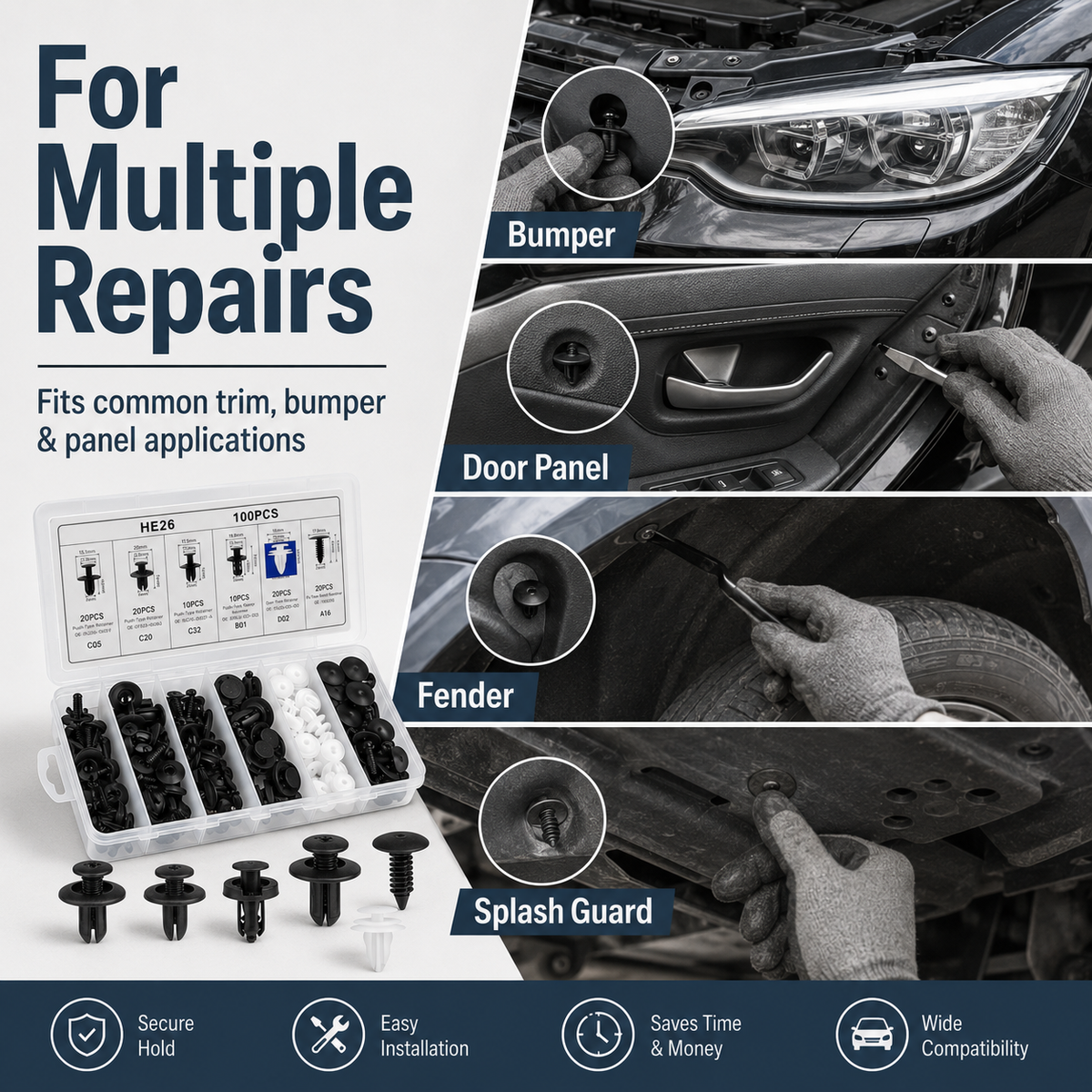 🔥 Hot Sale | 100PCS Bumper Retainer Clips Car Body Trim Clips Set