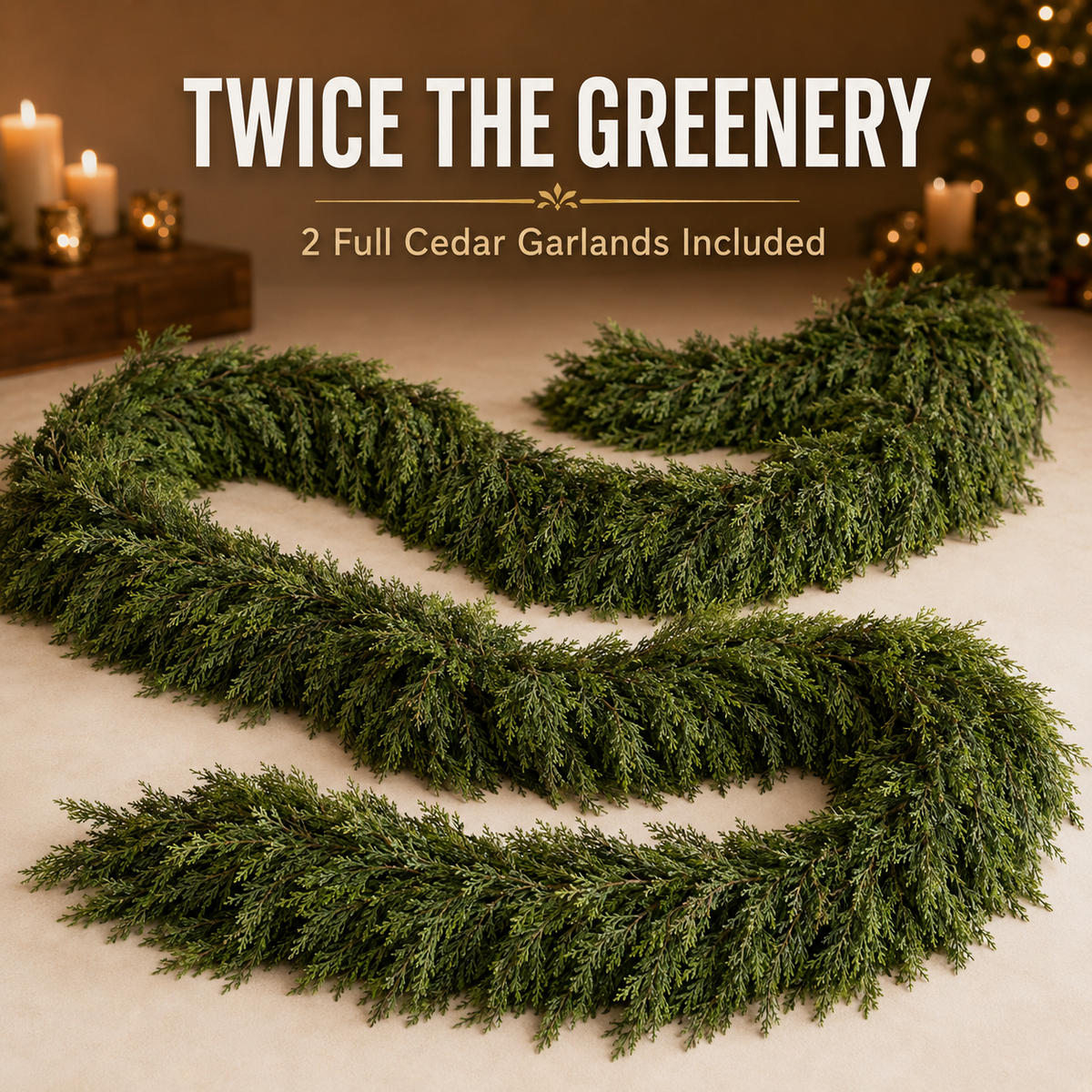 🎄 2-Pack Real-Touch Cedar Garland – Lush Christmas Greenery - image 3