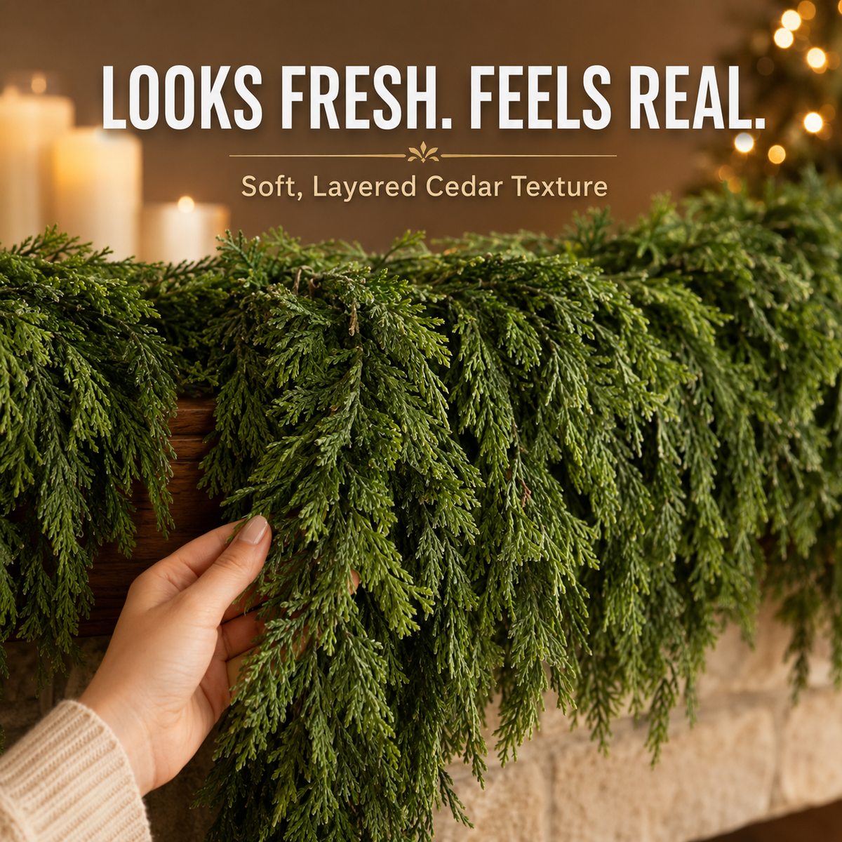 🎄 2-Pack Real-Touch Cedar Garland – Lush Christmas Greenery - image 7