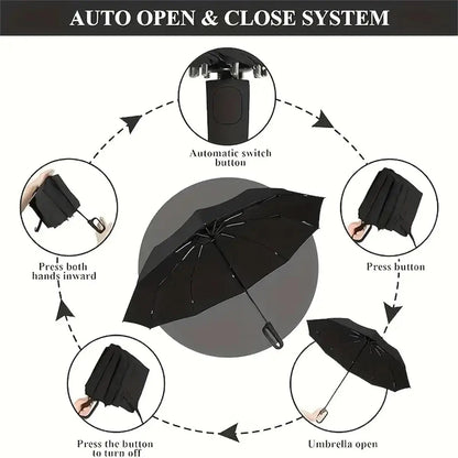 Automatic Folding Umbrella Portable Rain Umbrella with Loop Buckle