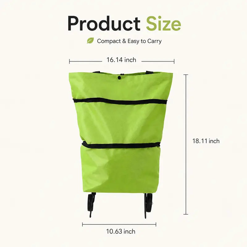 🎁💖【10inch*18inch】Foldable Shopping Trolley Bag with Wheels, Portable Reusable Grocery Tote, Lightweight - image 4
