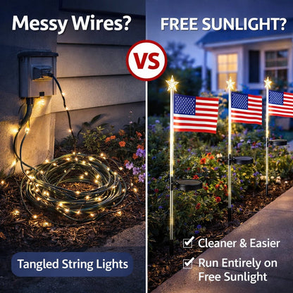 Solar American Flag Lights- 8 flags/set