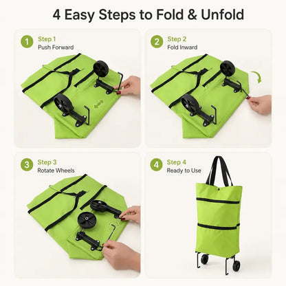 🎁💖【10inch*18inch】Foldable Shopping Trolley Bag with Wheels, Portable Reusable Grocery Tote, Lightweight - image 5