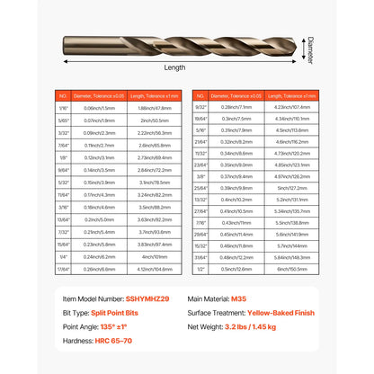 High Speed Cobalt Drill Bit Set 29 Pcs