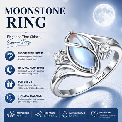 925 Silver Rainbow Moonstone Ring