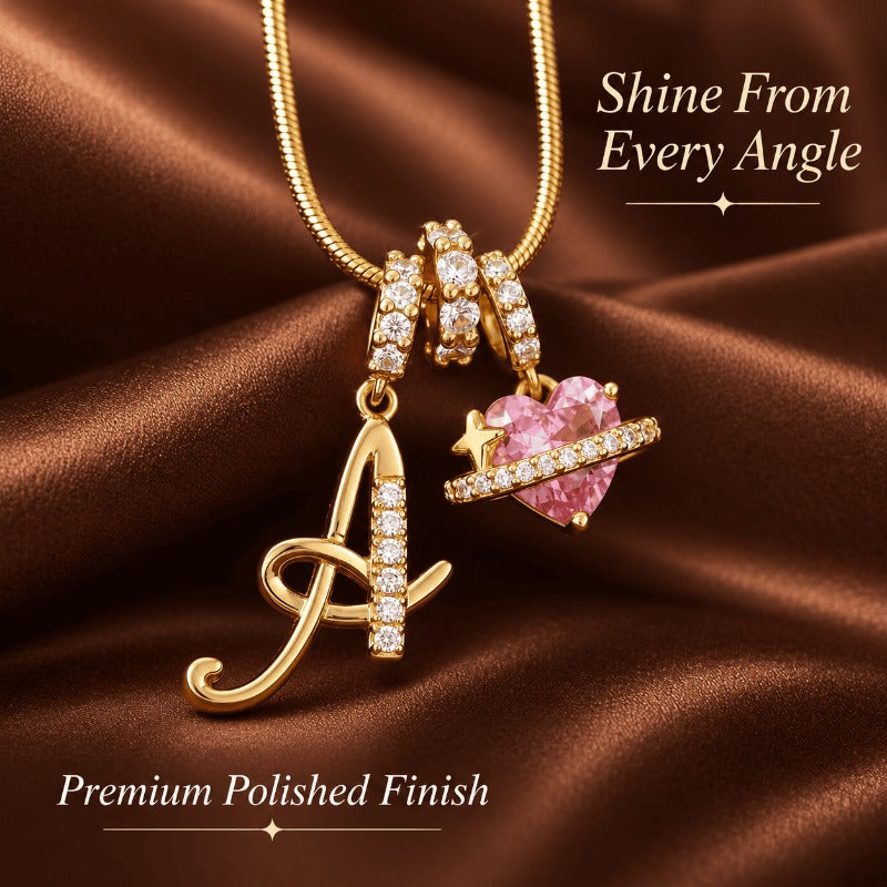 Elegant Initial Heart Charm Necklace