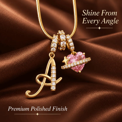 Elegant Initial Heart Charm Necklace