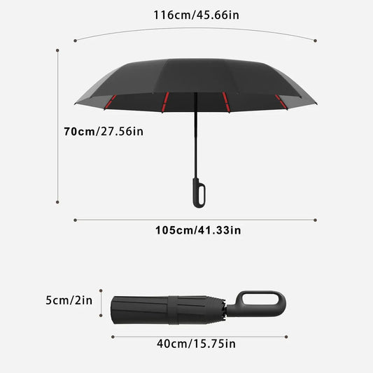 Automatic Folding Umbrella Portable Rain Umbrella with Loop Buckle