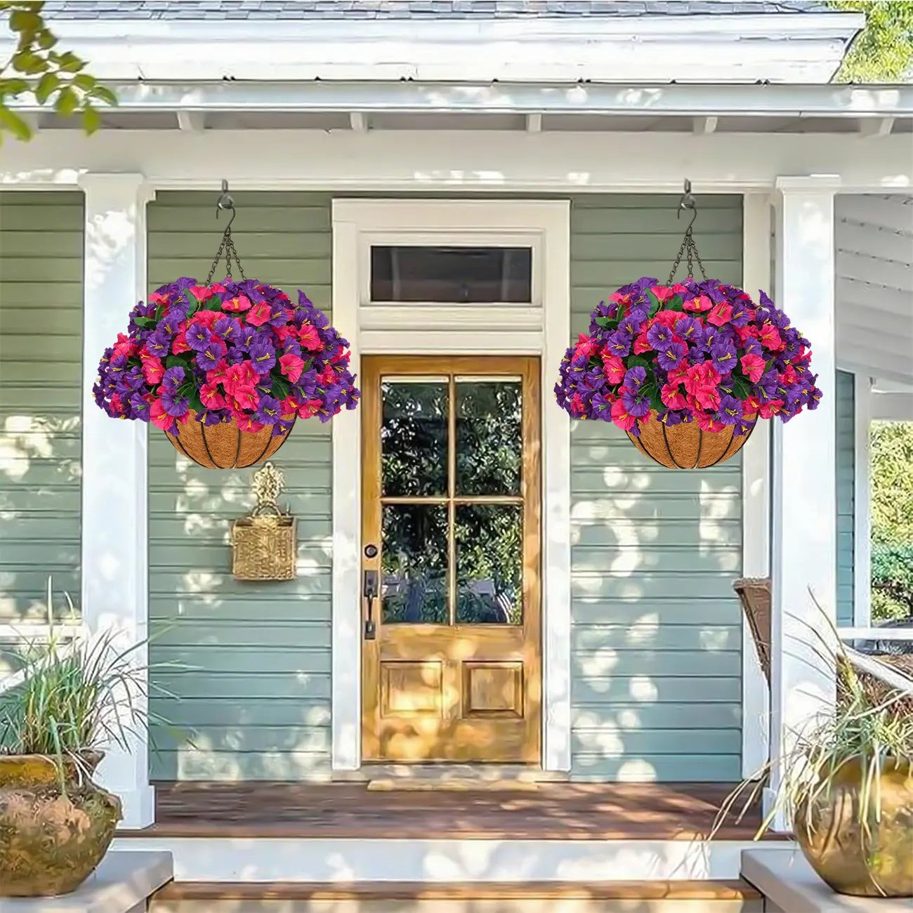 Artificial hanging plant and flower basket