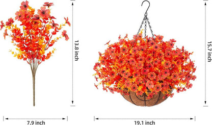 Artificial Daisy Hanging Basket: UV Resistant Faux Fall Flowers