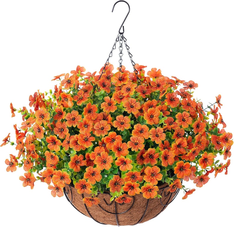 Artificial Daisy Hanging Basket: UV Resistant Faux Fall Flowers