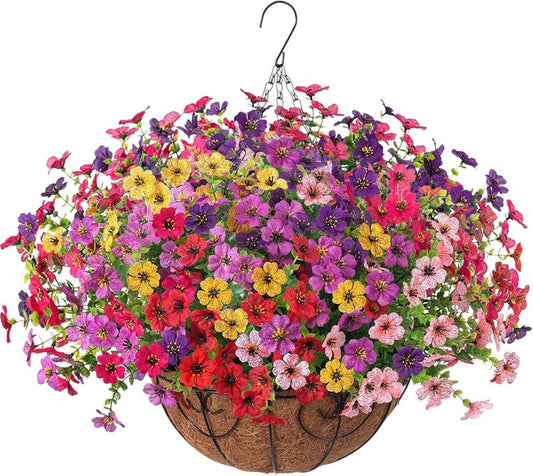 Artificial Daisy Hanging Basket: UV Resistant Faux Fall Flowers
