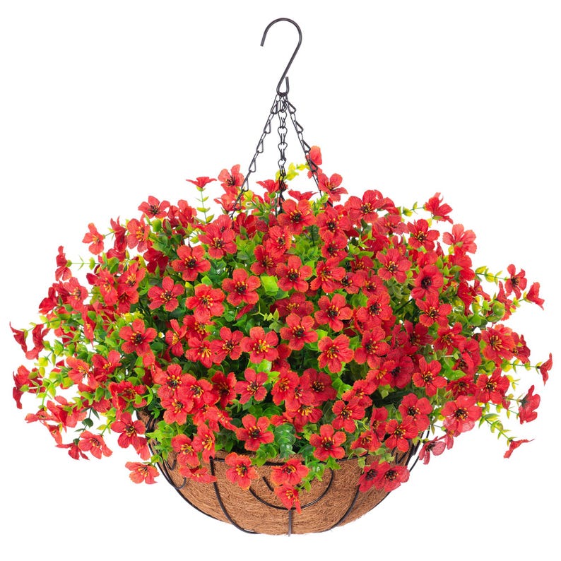 Artificial Daisy Hanging Basket: UV Resistant Faux Fall Flowers
