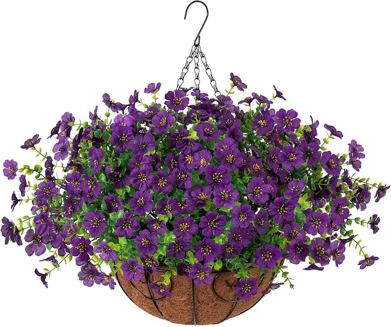 Artificial Daisy Hanging Basket: UV Resistant Faux Fall Flowers
