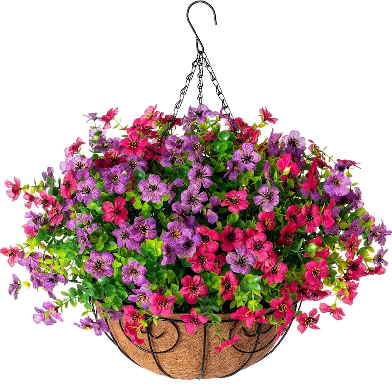 Artificial Daisy Hanging Basket: UV Resistant Faux Fall Flowers