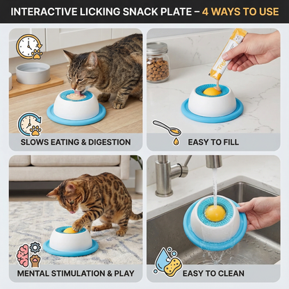 Interactive Licking Snack Plate – Slow Feeder for Cats